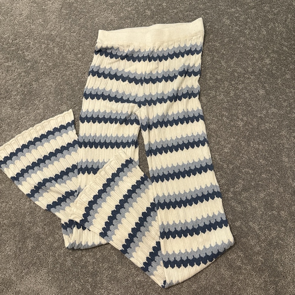 Goldie Blue and White Knit Pants